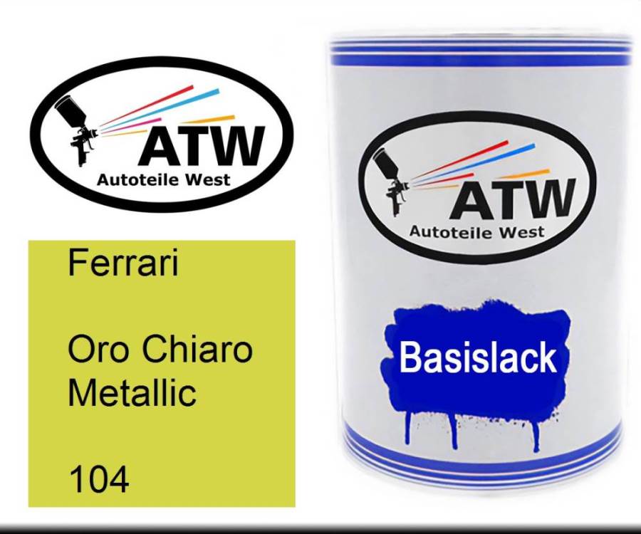 Ferrari, Oro Chiaro Metallic, 104: 500ml Lackdose, von ATW Autoteile West.